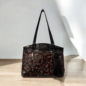 PATRICIA NASH FLORAL LEATHER TOTE BAG WITH TASSEL DETAIL